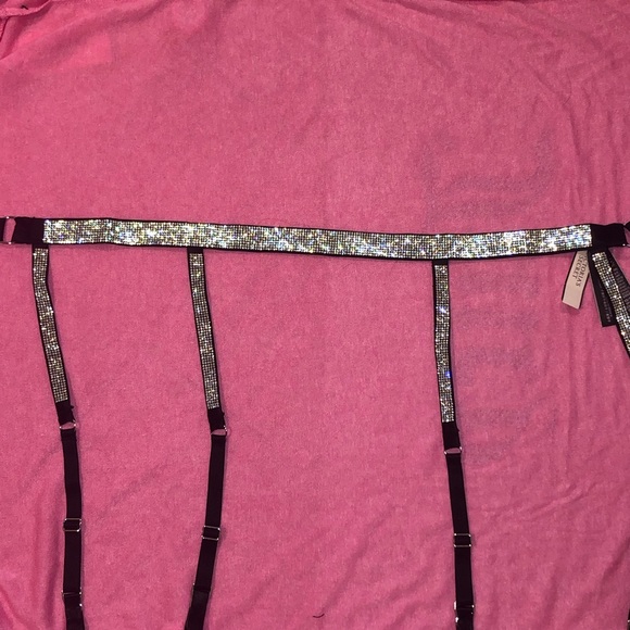 💗 VICTORIA SECRET FASHION SHOW RHINESTONE SHINE SPARKLE GLITTERY GARTER BELT XS - Picture 6 of 8